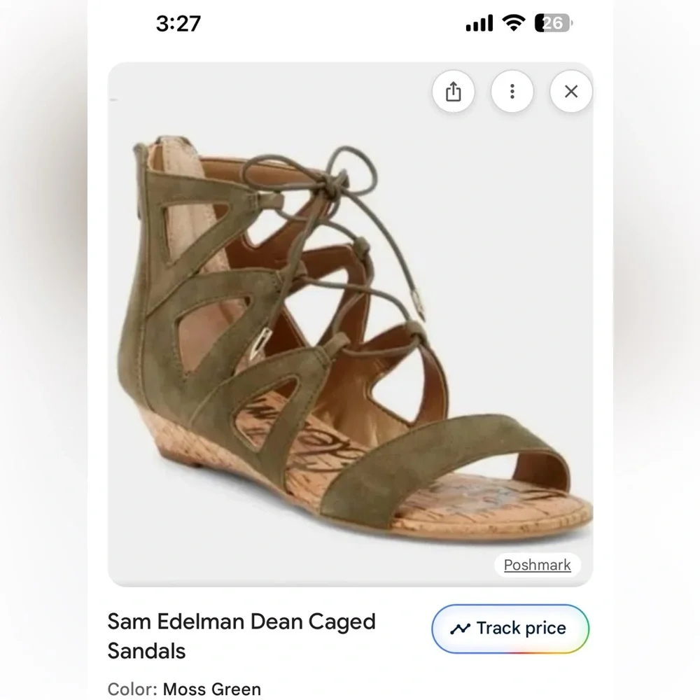 Sam Edelman moss green dean caged sandals lace up zipper back closure